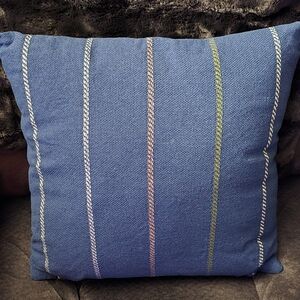 Blue Striped Throw Pillow 16"x16"